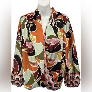 NWT Julian Chang Drape Front Top SZ M